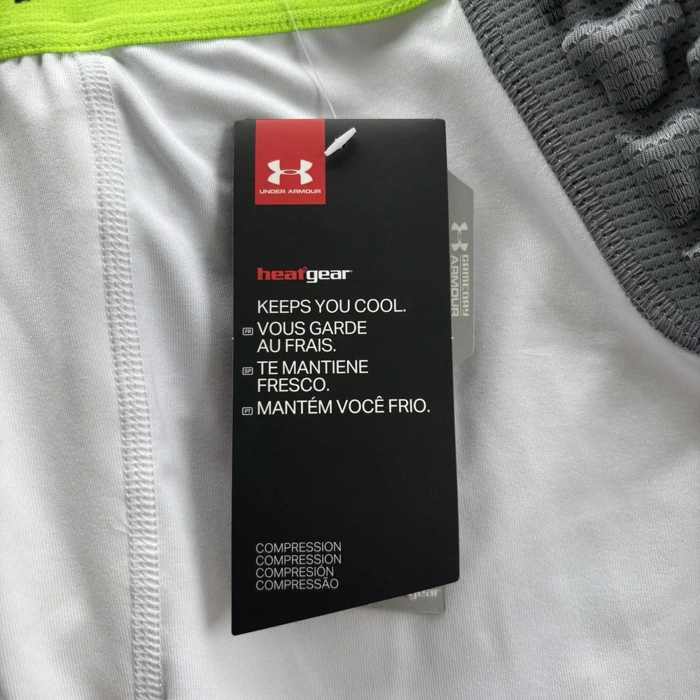 Under‎ Armour HeatGear 3XL Padded Compression Shorts Football White Gray NWT
